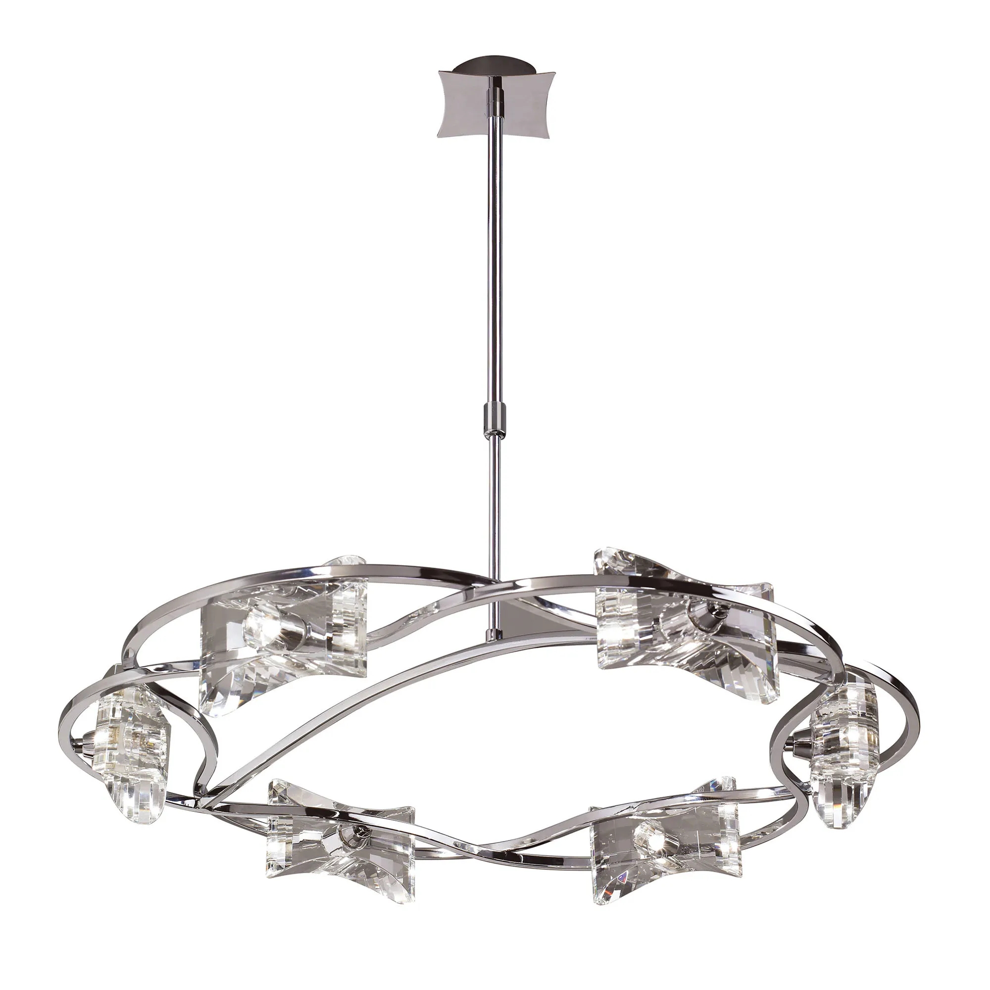 M0887  Kromo Crystal Telescopic Pendant 6 Light